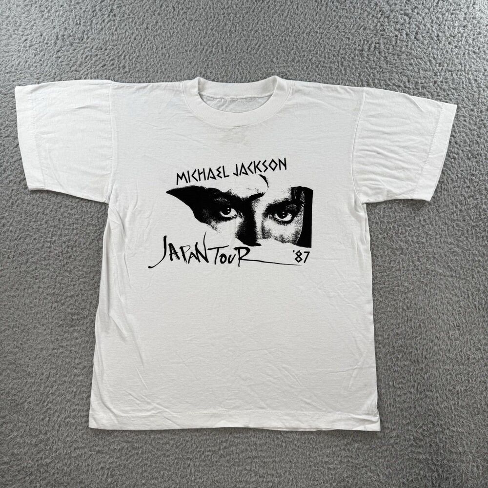 VINTAGE 1987 RARE Michael Jackson Japan Tour Double Sided Graphic T-Shirt Small
